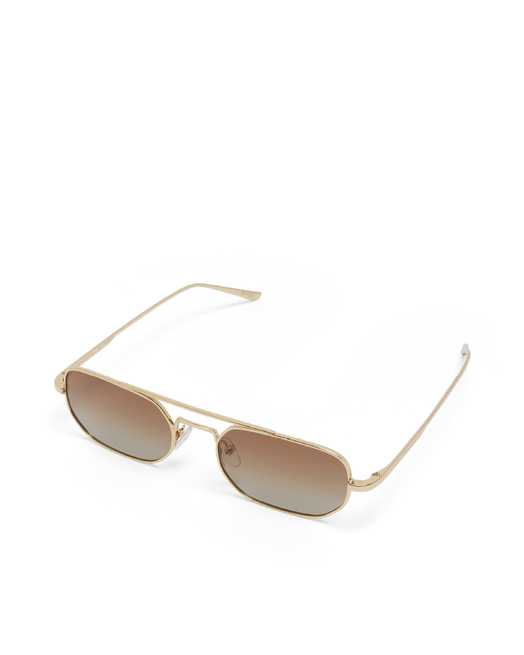 Women's sunglasses with metal gold frame, double bridge design and tinted lenses