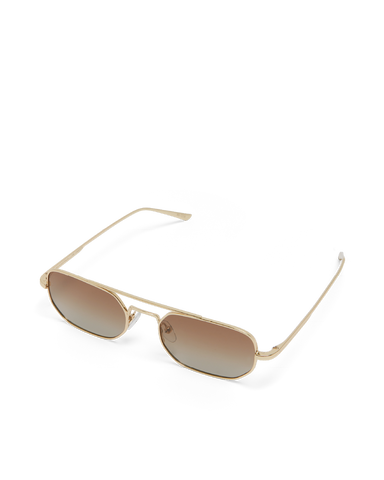 Women's sunglasses with metal gold frame, double bridge design and tinted lenses