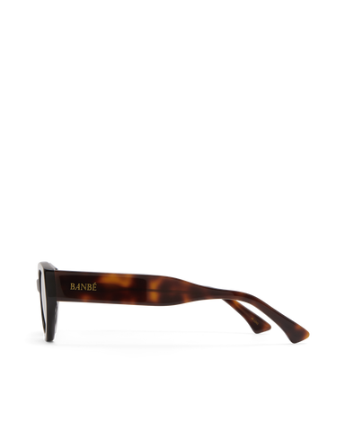Women’s tortoiseshell cat-eye sunglasses with chunky acetate frame, tinted lenses